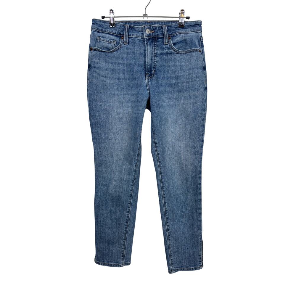 Old Navy O.G. Straight Jeans Womens 6 Blue High Rise Side Slit Ankle